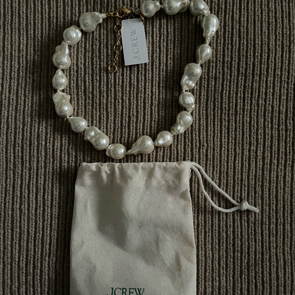 J. Crew White Pearl Baroque Necklace